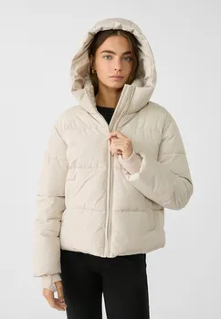 Зимняя куртка PUFFER Stradivarius, бежевый