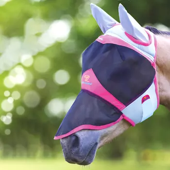 SHIRES FLY GUARD Маска антимоскитная для лошади с ушами и носом "Air Motion", FULL, розовый (Великоб
