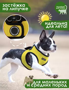 PUPPIA Шлейка для собак "Soft Vest", желтая, 3L (Южная Корея)