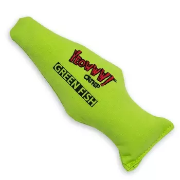 Rosewood Игрушка для кошек мягкая с кошачьей мятой "Рыба YEOWWW", зелёная, 18х7.5х2.5см (Великобрита
