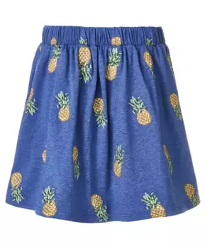 Синяя юбка с орнаментом Ананасы Button Blue (146)