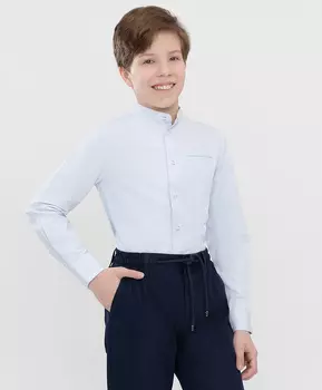 Сорочка классическая с карманом голубая Button Blue