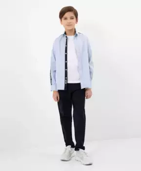 Сорочка с шрифтовыми элементами голубая Gulliver (140)