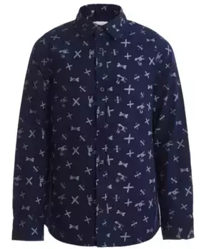 Синяя рубашка с длинным рукавом Button Blue (110)