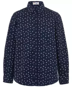 Синяя рубашка с орнаментом "Самолетик" Button Blue (146)