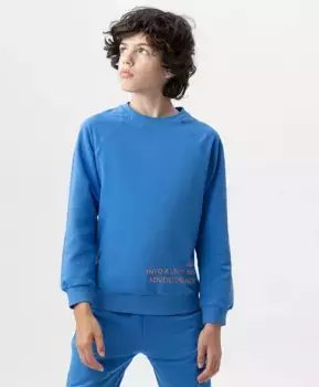Свитшот с манжетами и рукавом-реглан синий Button Blue (98)