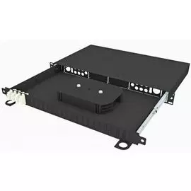 Кросс оптический стоечный TopLAN КРСв-Top-1U-16LC/U-OM2-BK выдвижной 19", 16 LC/UPC адаптеров, многомодовый, 1U, черный, укомплектованный