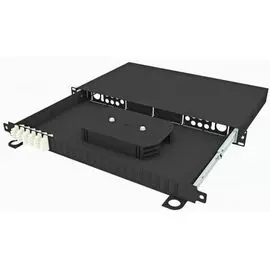 Кросс оптический стоечный TopLAN КРСв-Top-1U-24LC/U-OM2-BK выдвижной 19", 24 LC/UPC адаптера, многомодовый, 1U, черный, укомплектованный