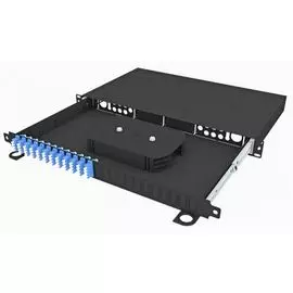 Кросс оптический стоечный TopLAN КРСв-Top-1U-48LC/U-OS2-BK выдвижной 19", 48 LC/UPC адаптеров, одномодовый, 1U, черный, укомплектованный