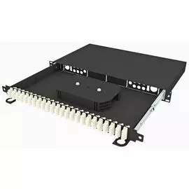 Кросс оптический стоечный TopLAN КРСв-Top-1U-96LC/U-OM2-BK выдвижной 19", 96 LC/UPC адаптеров, многомодовый (50/125), 1U, черный, укомплектованный