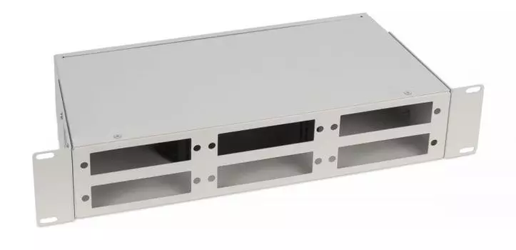 Кросс оптический стоечный Cabeus FO-CS-19-6FP-GY 19" 2U на 6 адаптерных панелей, цвет серый