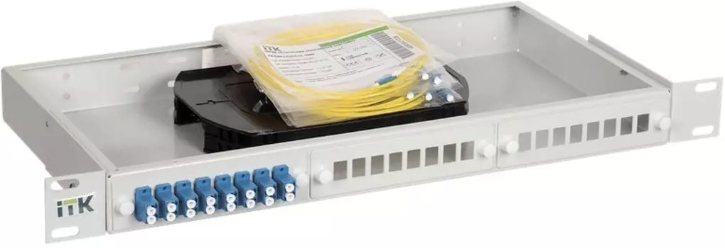 Кросс оптический стоечный ITK FOBX24-1U-24SCUS09 1U укомплектованный: SC (Simplex) 24шт; (OS2)