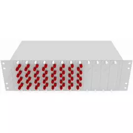 Кросс оптический стоечный TopLAN КРС-Top-3U-64ST/U-OS2-GY 19", 64 ST/UPC адаптеров, одномодовый , 3U, серый, укомплектованный