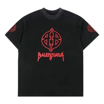 Футболка metal bb stencil t-shirt 'black red' Balenciaga, черный