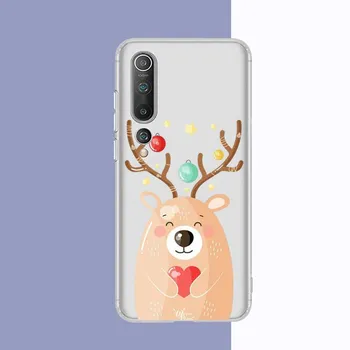 Cartoon Christmas Deer Phone Case for Samsung S20 S10 lite S21 plus for Redmi Note8 9pro for Huawei P20 Clear Case Samsung S20 5G