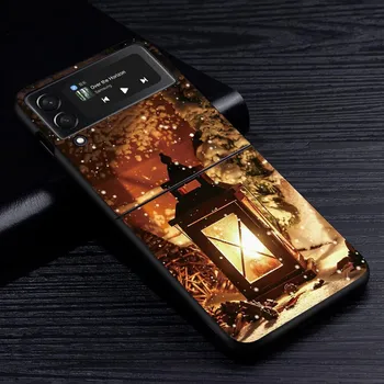 Чехол с зимними огнями для Samsung Galaxy Z Flip3 5G Flip4, черный жесткий чехол для мобильного телефона Z Flip 3 4, роскошный чехол из ПК Zflip3 Coque Samsung Z Flip3 5G