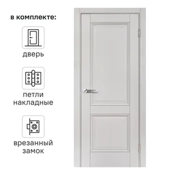 Дверь межкомнатная глухая Палермо 60x200 см полипропилен цвет нардо грей с замком и петлями