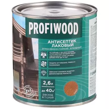 Антисептик Profiwood, для дерева, лаковый, орех, 2.4 кг