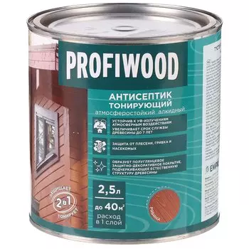 Антисептик Profiwood, для дерева, тонирующий, рябина, 2.1 кг