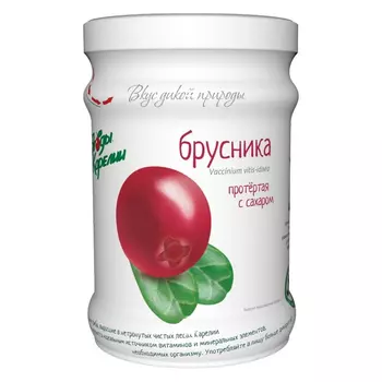 Ягода брусника Ягоды Карелии протертая с сахаром 280 г