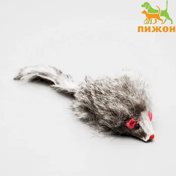 Мышь из натурального меха, 7.5 см, темно-серая