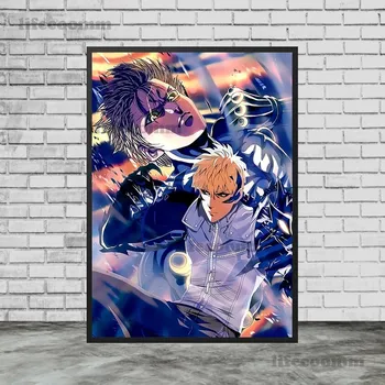 One Punch Man Янос, Сайтама Горячий анимационный постер и принт-декор, настенная живопись на холсте для гостиной, художественный принт без рамки 21*30cm
