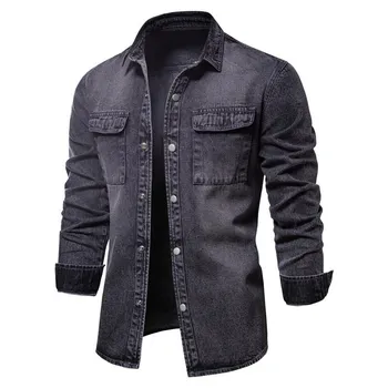 CHEST 5XL Весенне-осенняя новая мужская тонкая джинсовая куртка в стиле ретро, пальто с лацканами, быстросохнущая джинсовая куртка в полевых условиях 3XL синий