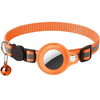 Для Apple AirTag Pet Collar Светоотражающий ошейник для котят Защитная пряжка GPS Tracker Держатель для кота котенка фиолетовый
