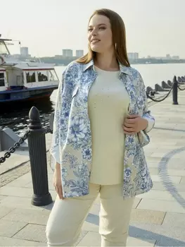 Блузка Рубашка 2853 голубая