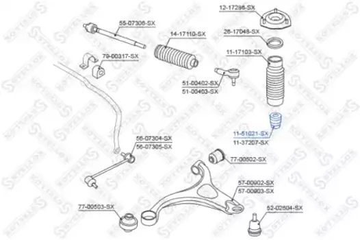 отбойник амортизатора переднего!\ Hyundai Santa Fe 00> 11-51021-SX STELLOX
