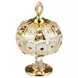 конфетница LEFARD Gold glass 11х18,5см на ножке с крышкой стекло