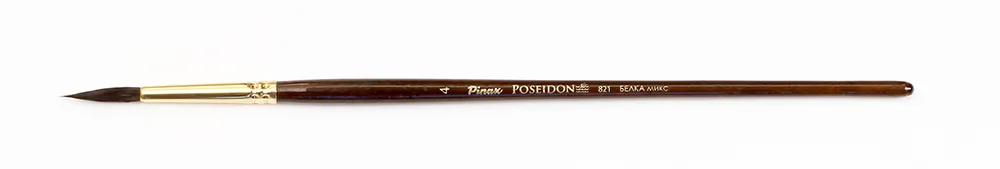Кисть белка микс №4 круглая Pinax "Poseidon 821" короткая ручка