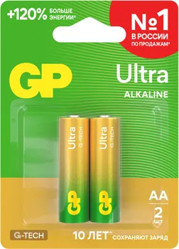 Батарейки GP Ultra Alkaline G-Tech AA (2 шт)