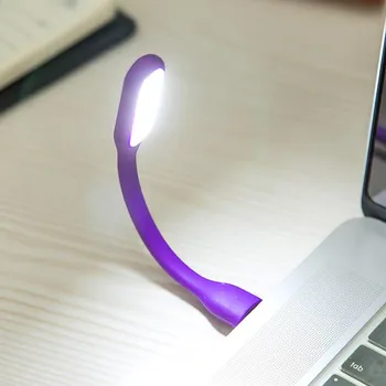 1 шт. светодиодный светильник, портативный USB-маленький ночник, белый USB-светильник, можно произвольно согнуть, защита глаз для ноутбука фиолетовый