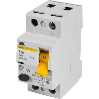 УЗО IEK ВД1-63 2P 63 А 30 мА 4.5 кА AC MDV10-2-063-030