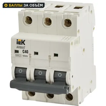 Автоматический выключатель IEK Armat M06N 3P C40 А 6 кА