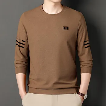 New Velvet Winter Men s Long-sleeved Casual T-shirt Loose Round Neck Pullover Waffle Sweatshirt for Men M