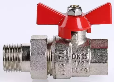 Кран шаровой магистральный «Valtec» Base VT.227.N.04 1/2"-1/2" ВР-НР (американка) никель