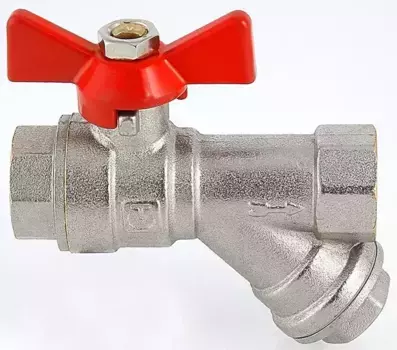 Кран шаровой магистральный «Valtec» Combi VT.292.N.04 1/2"-1/2" с фильтром ВР-ВР никель