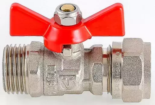 Кран шаровой магистральный «Valtec» VT.341.N.1604 D16-1/2" для металлопласта НР-обжим никель
