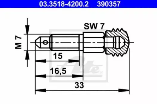 штуцер прокачки! M7x1.0, L=38.3mm, S=7\ Audi,VW,BMW,Citroen,Opel,Peugeot,Subaru,Volvo