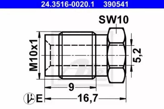 штуцер тормозных трубок! M10x1, d=5mm, 11x16.7\ VAG/Opel/Nissan