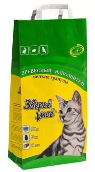 Зверьё моё наполнитель древесный впитывающий мелкие гранулы (9 кг., 30 л.)