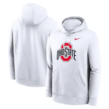 Мужской флисовый пуловер с капюшоном Nike White Ohio State Buckeyes Primetime Evergreen Club, цвет Osu White