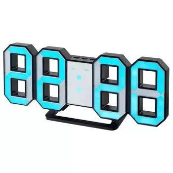 Часы настольные Perfeo PF-5199 черный корпус/синяя подсветка