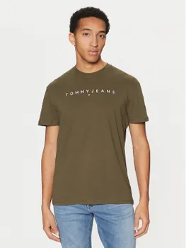 Футболка обычного кроя Linear Logo DM0DM20744 Tommy Jeans, зеленый