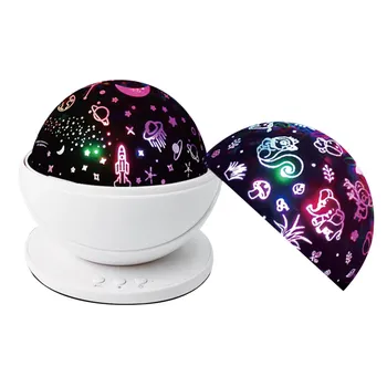 Красочные светодиоды Magic Ball Projector Light Вращающийся ночник с крышкой с изображением животных/звезд синий