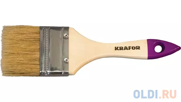 КИСТЬ ПЛОСКАЯ №1 /25 ММ (12/1200) НАТУР.ЩЕТИНА, ДЕРЕВ.РУЧКА "KRAFOR"