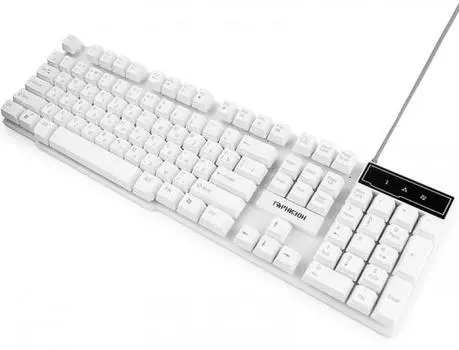Клавиатура Гарнизон GK-200 White USB проводная, механическая, 104 клавиши