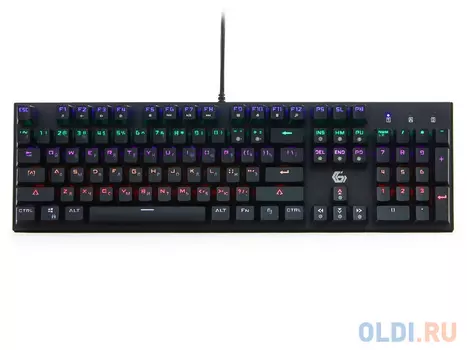 Клавиатура игровая механическая Gembird KB-G550L, USB, черн, 104 клавиши, подсветка 7 цветов, 20 режимов, FN, кабель тканевый 1.8м